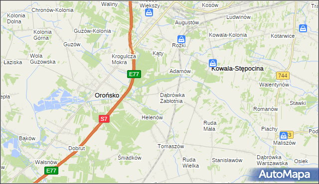 mapa Dąbrówka Zabłotnia, Dąbrówka Zabłotnia na mapie Targeo