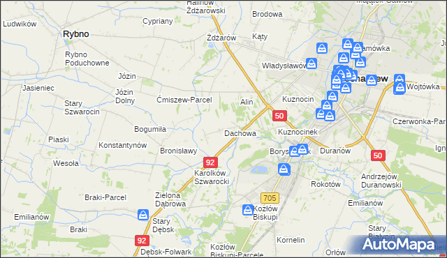mapa Dachowa gmina Sochaczew, Dachowa gmina Sochaczew na mapie Targeo