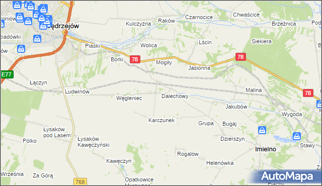 mapa Dalechowy, Dalechowy na mapie Targeo