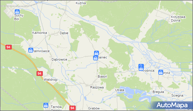 mapa Daniec, Daniec na mapie Targeo