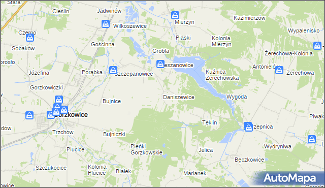 mapa Daniszewice, Daniszewice na mapie Targeo