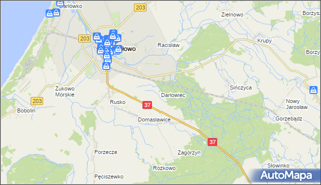 mapa Darłowiec, Darłowiec na mapie Targeo