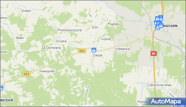 mapa Dasze, Dasze na mapie Targeo