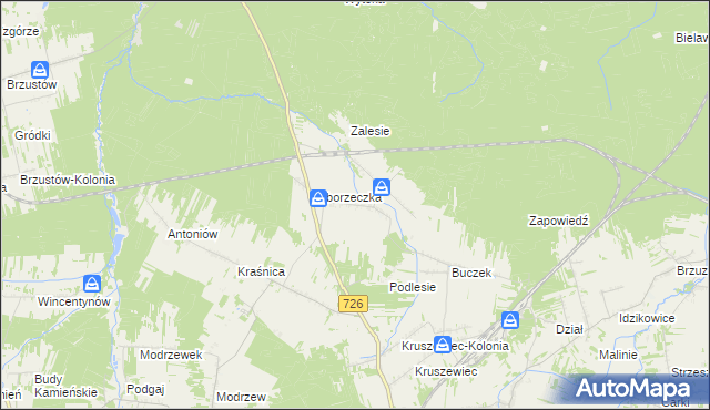 mapa Dęba gmina Poświętne, Dęba gmina Poświętne na mapie Targeo