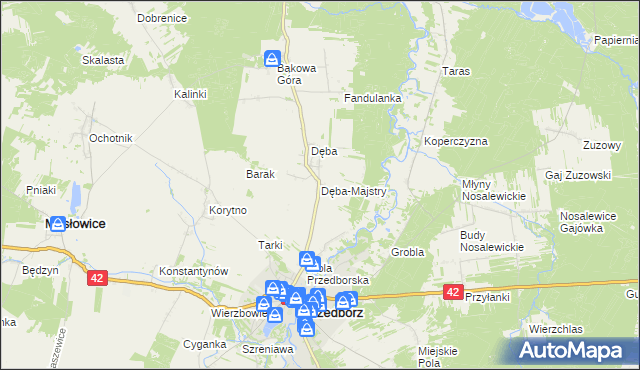 mapa Dęba-Majstry, Dęba-Majstry na mapie Targeo