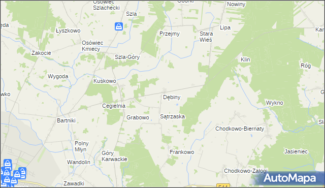 mapa Dębiny gmina Przasnysz, Dębiny gmina Przasnysz na mapie Targeo