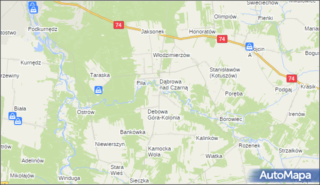 mapa Dębowa Góra gmina Aleksandrów, Dębowa Góra gmina Aleksandrów na mapie Targeo