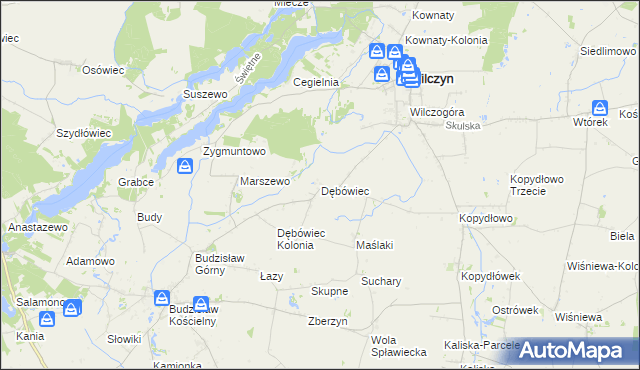 mapa Dębówiec gmina Wilczyn, Dębówiec gmina Wilczyn na mapie Targeo