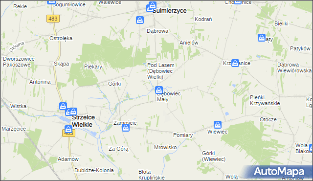 mapa Dębowiec Mały, Dębowiec Mały na mapie Targeo