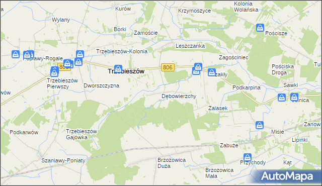 mapa Dębowierzchy, Dębowierzchy na mapie Targeo