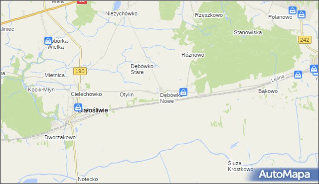 mapa Dębówko Nowe, Dębówko Nowe na mapie Targeo