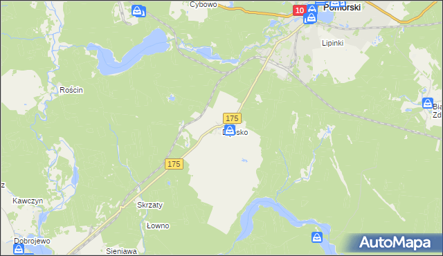 mapa Dębsko gmina Kalisz Pomorski, Dębsko gmina Kalisz Pomorski na mapie Targeo