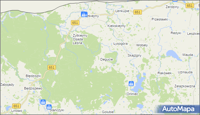 mapa Degucie gmina Dubeninki, Degucie gmina Dubeninki na mapie Targeo