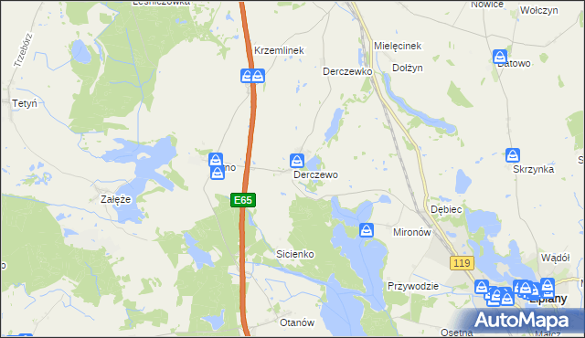 mapa Derczewo, Derczewo na mapie Targeo