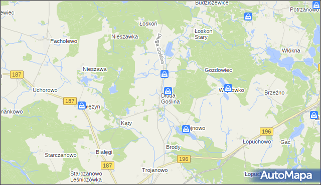 mapa Długa Goślina, Długa Goślina na mapie Targeo