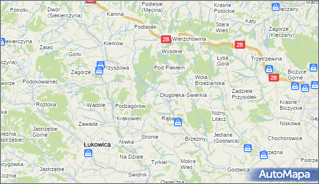 mapa Długołęka-Świerkla, Długołęka-Świerkla na mapie Targeo