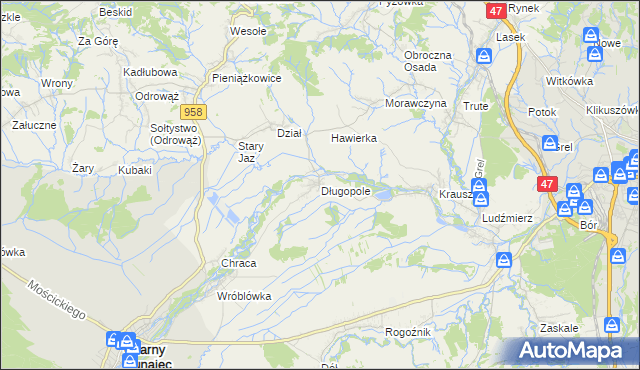 mapa Długopole, Długopole na mapie Targeo