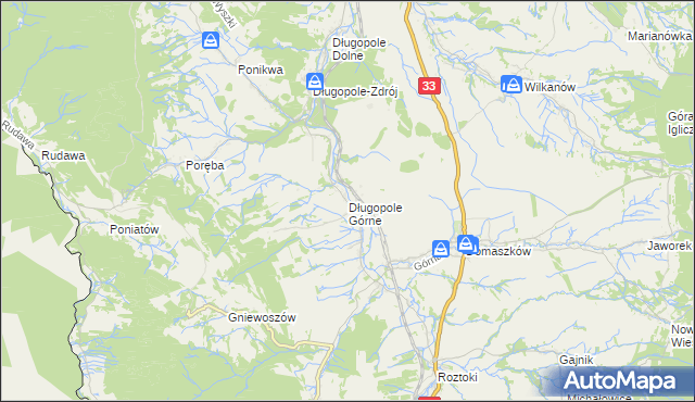 mapa Długopole Górne, Długopole Górne na mapie Targeo