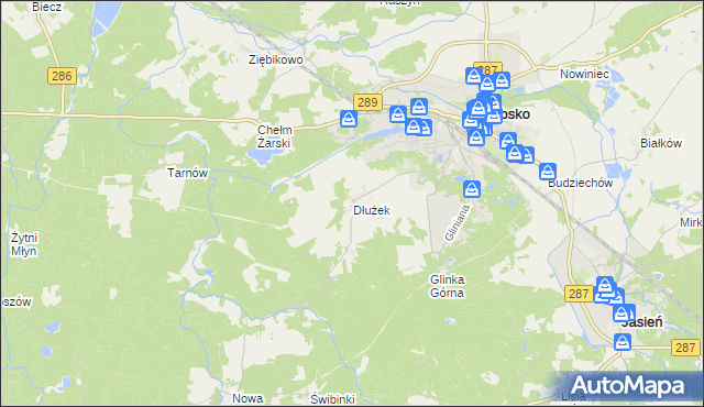 mapa Dłużek gmina Lubsko, Dłużek gmina Lubsko na mapie Targeo