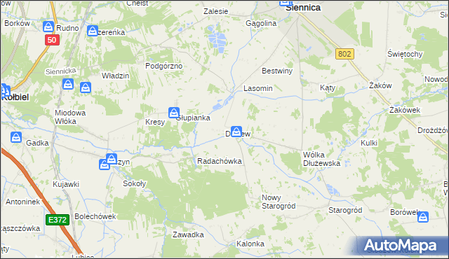 mapa Dłużew, Dłużew na mapie Targeo