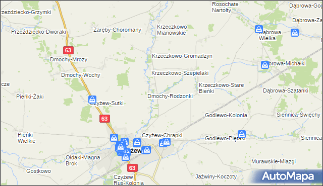 mapa Dmochy-Glinki, Dmochy-Glinki na mapie Targeo