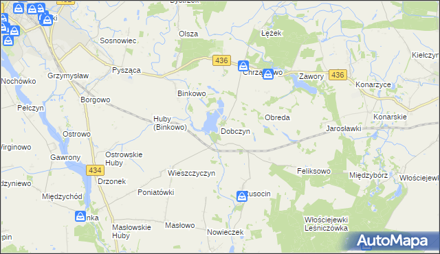 mapa Dobczyn gmina Śrem, Dobczyn gmina Śrem na mapie Targeo