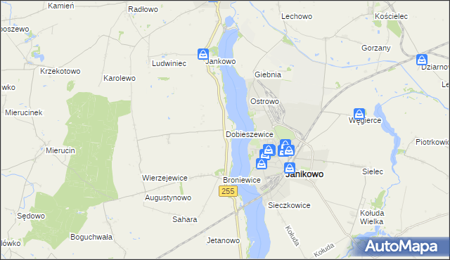 mapa Dobieszewice, Dobieszewice na mapie Targeo