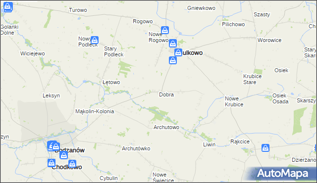 mapa Dobra gmina Bulkowo, Dobra gmina Bulkowo na mapie Targeo