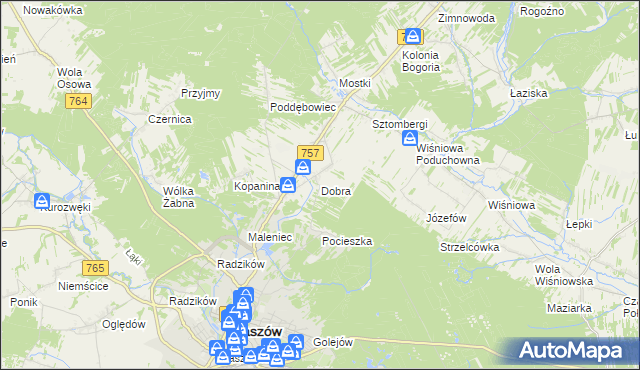 mapa Dobra gmina Staszów, Dobra gmina Staszów na mapie Targeo