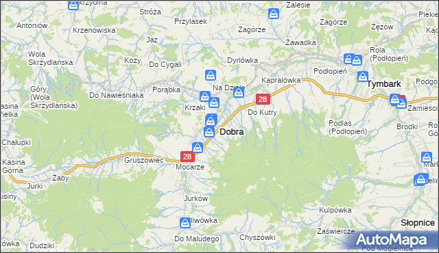 mapa Dobra powiat limanowski, Dobra powiat limanowski na mapie Targeo