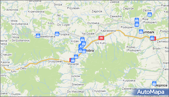 mapa Dobra powiat limanowski, Dobra powiat limanowski na mapie Targeo