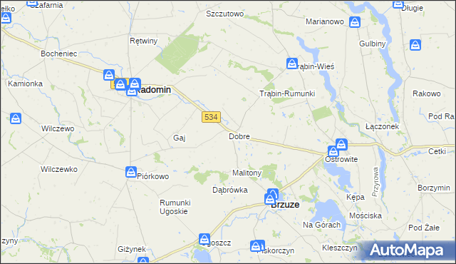 mapa Dobre gmina Brzuze, Dobre gmina Brzuze na mapie Targeo