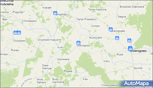 mapa Dobrogosty gmina Dzierzgowo, Dobrogosty gmina Dzierzgowo na mapie Targeo
