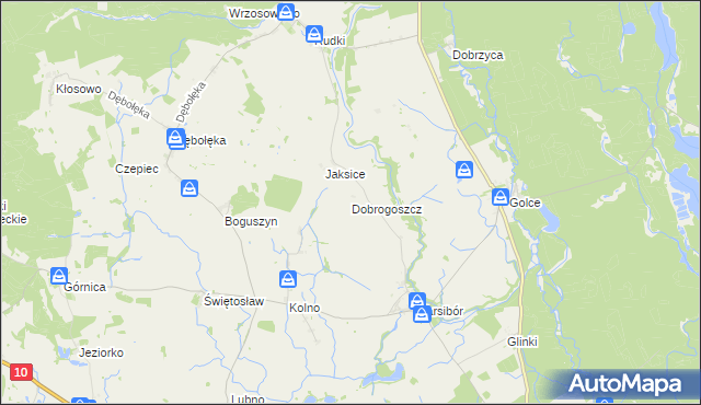 mapa Dobrogoszcz gmina Wałcz, Dobrogoszcz gmina Wałcz na mapie Targeo