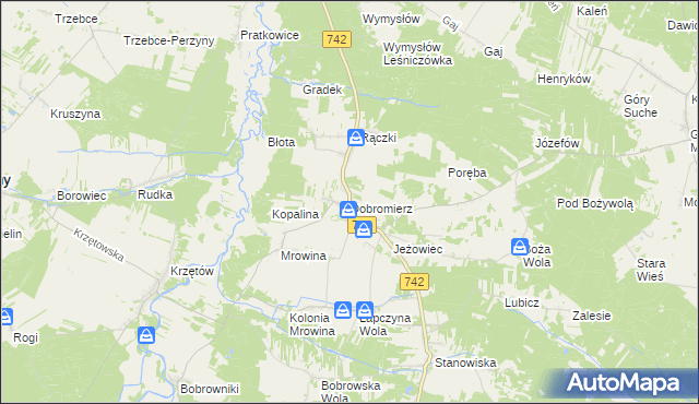 mapa Dobromierz gmina Kluczewsko, Dobromierz gmina Kluczewsko na mapie Targeo