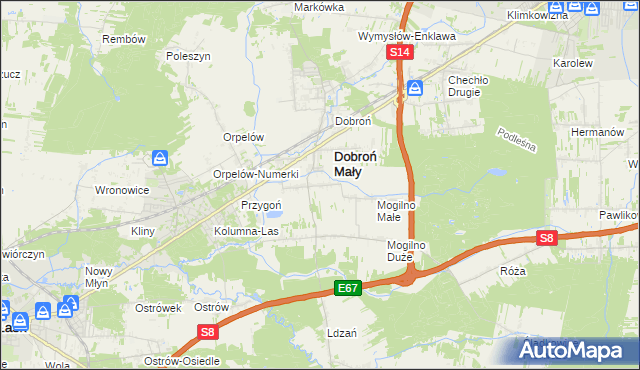 mapa Dobroń Duży, Dobroń Duży na mapie Targeo
