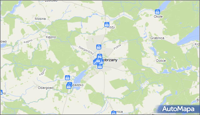 mapa Dobrzany powiat stargardzki, Dobrzany powiat stargardzki na mapie Targeo