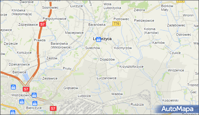 mapa Dojazdów, Dojazdów na mapie Targeo