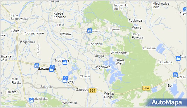 mapa Dołęga gmina Szczurowa, Dołęga gmina Szczurowa na mapie Targeo