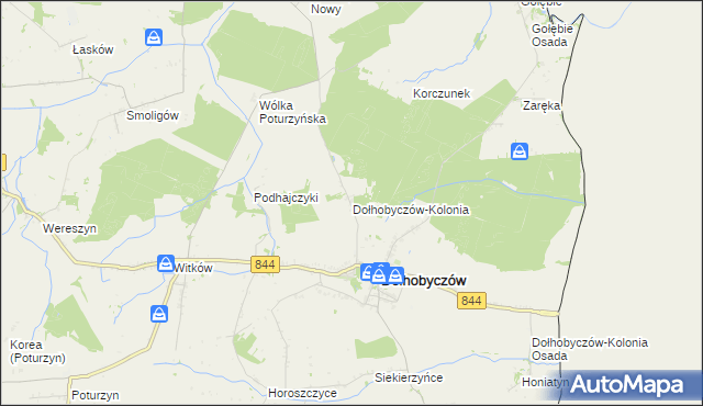 mapa Dołhobyczów-Kolonia, Dołhobyczów-Kolonia na mapie Targeo