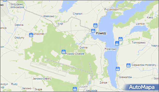 mapa Dolina gmina Powidz, Dolina gmina Powidz na mapie Targeo