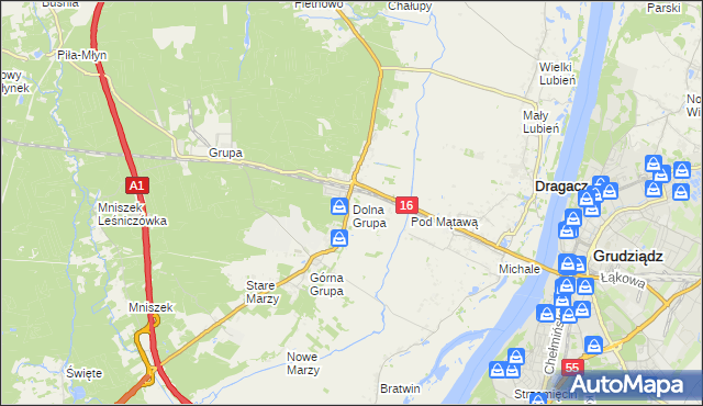 mapa Dolna Grupa, Dolna Grupa na mapie Targeo