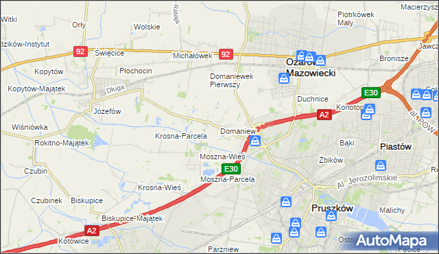 mapa Domaniew gmina Brwinów, Domaniew gmina Brwinów na mapie Targeo