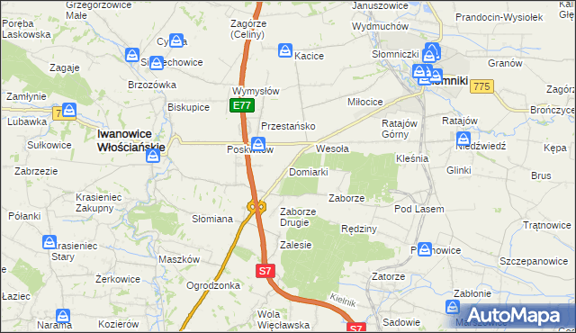 mapa Domiarki, Domiarki na mapie Targeo