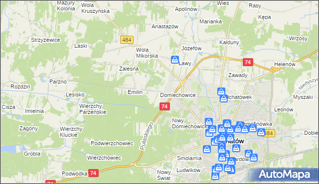 mapa Domiechowice, Domiechowice na mapie Targeo