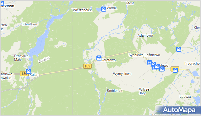 mapa Dorotowo gmina Więcbork, Dorotowo gmina Więcbork na mapie Targeo
