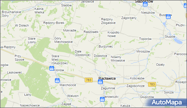 mapa Dosłońce, Dosłońce na mapie Targeo