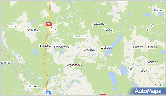 mapa Dretynek, Dretynek na mapie Targeo