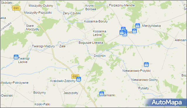 mapa Drochlin gmina Grodzisk, Drochlin gmina Grodzisk na mapie Targeo