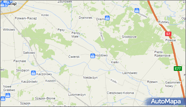 mapa Drozdowo gmina Raciąż, Drozdowo gmina Raciąż na mapie Targeo